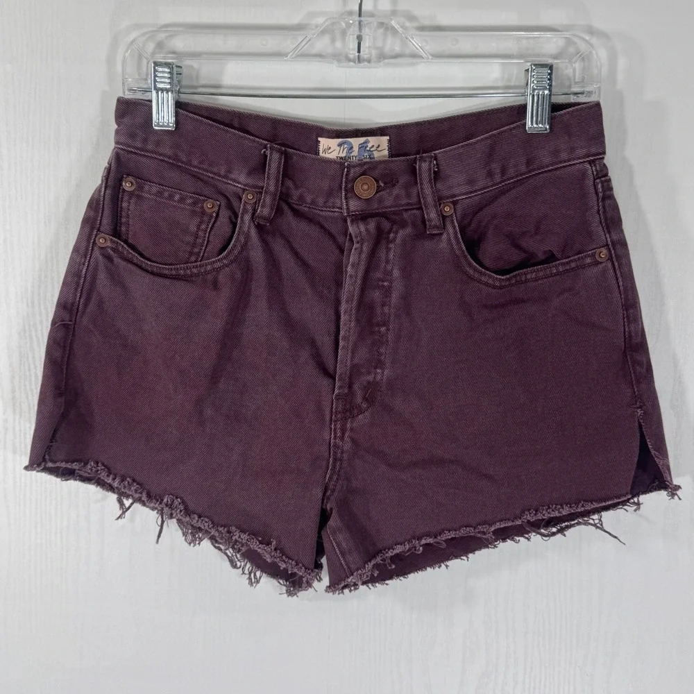 We The Free Twenty Six Cut Off Denim Shorts Button Fly Size 26 Purple‎